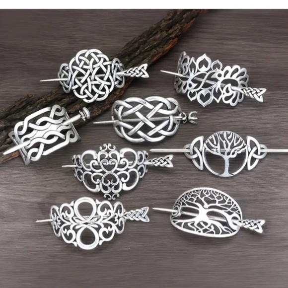 🎉Host Pick🎉 NWT Celtic Knots & Tree of Life Antiqued Silver Tone Barrettes! - Picture 1 of 7